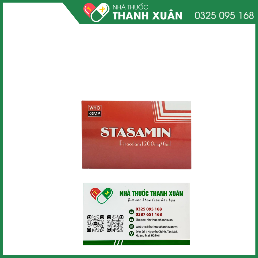 Stasamin 1200mg/6ml điều trị triệu chứng chóng mặt, suy giảm trí nhớ
